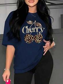 Short-Sleeved T-Shirt With Cherry Print - White - View 4