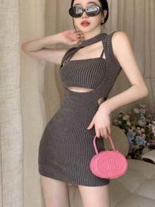 Women Short Dresses - Dark Grey - View 8