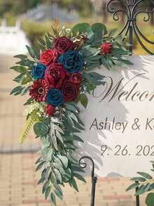 2件組/婚禮生日拱門花環，鄉村風人造花裝飾，綠葉玫瑰牡丹門飾花環，家居裝飾，牆面裝飾，週年慶祝裝飾，派對生日母親節畢業季禮物家居裝飾用品 - 彩色 - 查看 5