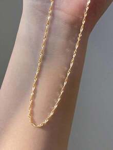 Nooxian Minimalist Chain Necklace - Gold Yellow - View 2