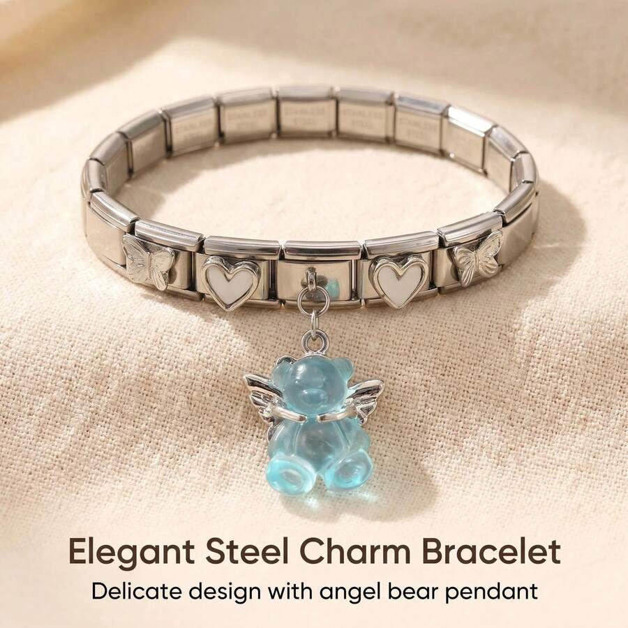 1pc Cute Bear & Bee Pendant Modular Women Bracelet, Suitable For Daily Wear - Multicolor - View 1
