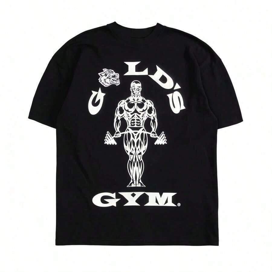 DARCSPORT & Collaboration Tee Breathable Cotton Short Sleeve Workout Tops Men Women - 黑色 - 查看 1