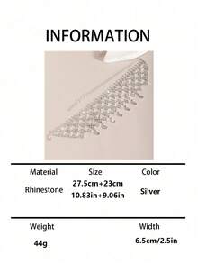 Collar de gota de cristal de diamante de imitación, adecuado para ocasiones formales - Plateado - Ver 5