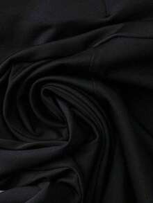 Pantalones anchos asimétricos de cintura alta, de unicolor y livianos, para mujer.Atuendo casual de verano, atuendo de graduación - Negro 2 - Ver 5
