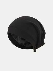 1 pieza Gorro de dormir ajustable para niños con forro de satén modal, gorro de unicolor, gorro elástico de doble capa de seda para protección del cabello por la noche y control del encrespamiento - 1PC - Ver 7