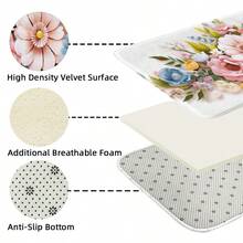 [Popular Choice] 1 Piece, Home Decor, Bathroom Mat, Bathroom Non-Slip Mat, Kitchen Decor, Kitchen Mat, Doormat, Colorful Floral Pattern Mat, Bohemian Style Mat, Soft And Comfortable, Relieves Fatigue. - Flower - View 8