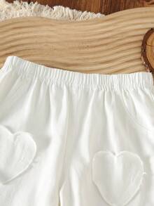 Celana Jeans Denim Motif Hati Kasual untuk Bayi Perempuan, Musim Panas - Putih - View 3