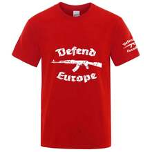 2026 Defend Europe Print, Nuevo Estilo de Verano, Camisetas de Manga Corta para Hombre, Color Sólido, Estilo Casual Urbano Harajuku - Blanco - Ver 6