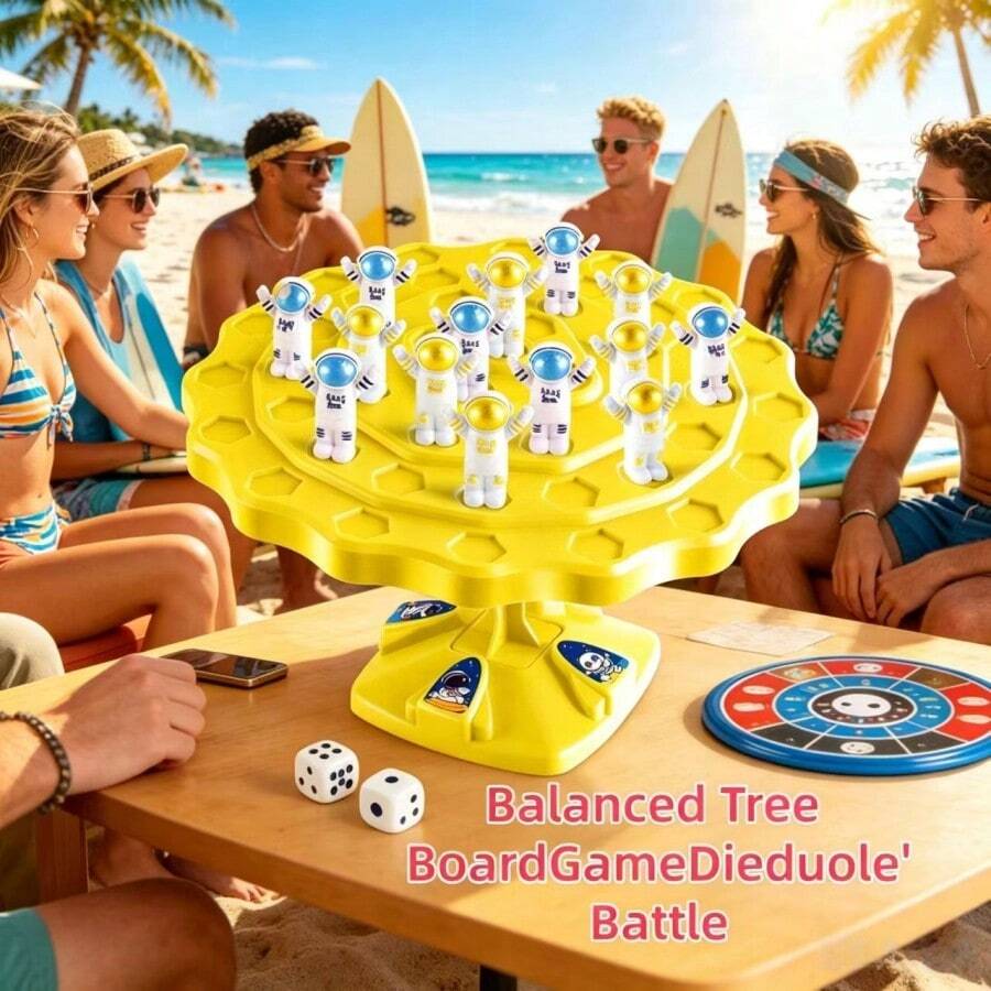 [Spaceman Theme Board Game] Multiplayer Versus Balance Game 64-Bit Spaceman + 1 Punishment Plate + 1 Dice + 1 Storage Bag, Thinking Concentration Toys, Suitable For All Kinds Of Breaks, Holidays, Parties And Friends And Relatives To Play The Game, Suitable For Easter, Halloween, Christmas, Etc. Holiday Gifts