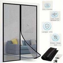 Magnetic Mesh Door Curtain Self-Absorbing Anti-Mosquito Screen Curtain Kitchen Home - Black Mesh - View 5
