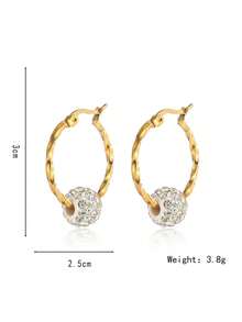 Bông tai kẹp vành tai Micro-Set Zirconia hai mặt, mặt dây xoắn hình cầu kim cương, phong cách Ins, phụ kiện sang trọng nhẹ cao cấp, siêu lấp lánh, hình cầu tròn, phong cách lạnh, trang sức cá tính - ET-1123 - Xem 2