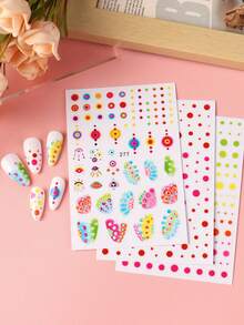 Colorful Noen Round Dot Nail Art Sticker Summer Gradient Bohemian Style Pattern Nail Decals Charming Nail Art For Women DIY Nail Decorations Manicure Supplies - Multicolor - View 8