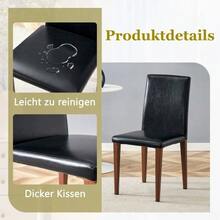 [Set Of 4 Minimalist Dining Chairs] European Lightweight Luxury In Black And Walnut Finish: Black PU Leather + Deep Walnut-Effect Metal Legs. Fits Perfectly In Modern Dining Rooms. - Walnut+Black - View 2
