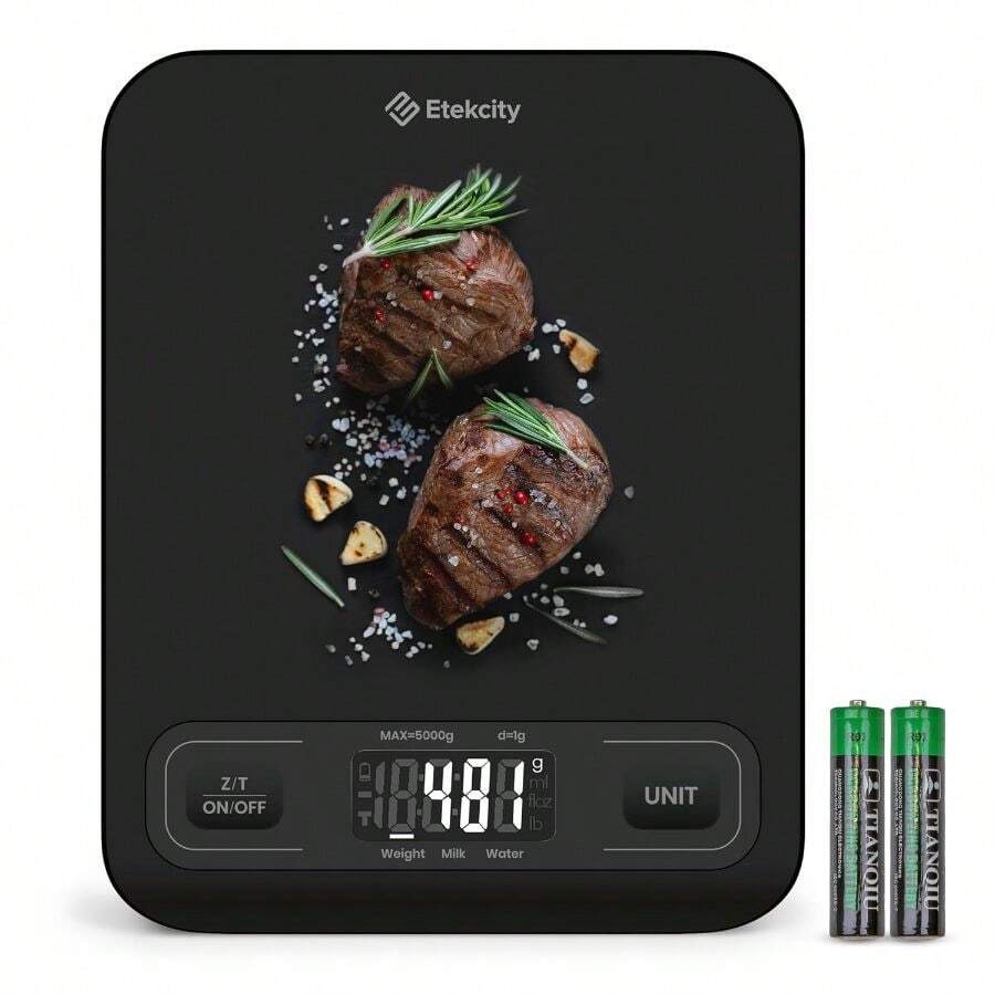Food Kitchen Scale, Digital Mechanical Weighing Scale, Grams And Ounces Weight Loss, Baking, Cooking, Keto And Meal Prep, Packages, Liquids, Jewelry, LCD Display, Medium, Black - 午夜黑 - 查看 1