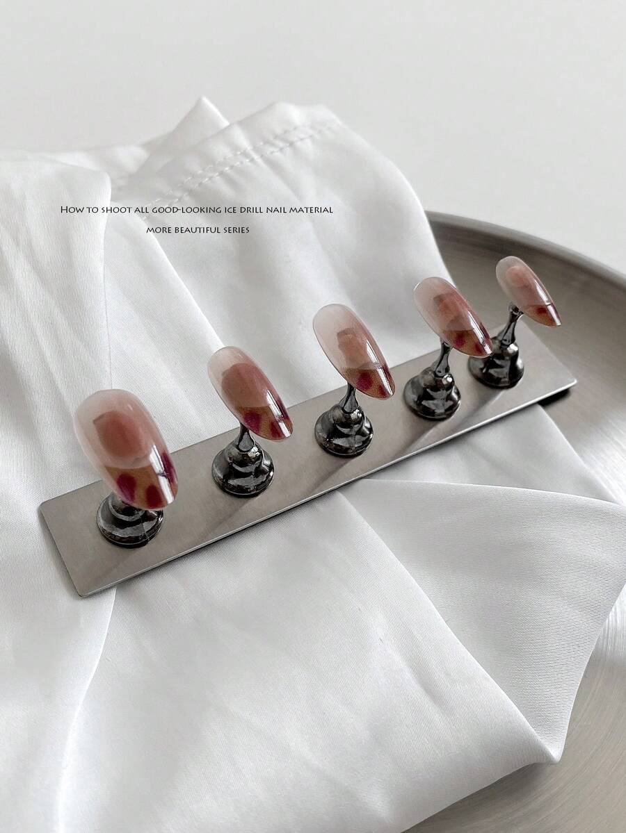 3D Stainless Steel Magnetic Rectangular Nail Art Practice Holder With Soft Pad, No Hole Limitation, Free Placement, Includes Magnetic Alloy Colored Pieces, Nail Art DIY Accessory, Photography Display Props - Multicolor - View 1