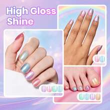 Beetles 6 Colors Rainbow Galaxy Nail Polish Set, Summer Pearl Glitter Quick Dry Polish, Long Lasting Salon DIY Manicure For Holiday Nail Art - 6 Colors Rainbow Galaxy - 查看 5