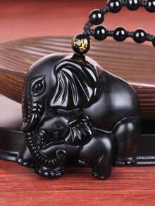 1PC New Exquisite And Vivid Animal Elephant Necklace, Paired With Black Glass Chain, Suitable For Jewelry Gifts For Men And Women - Fashion - View 6