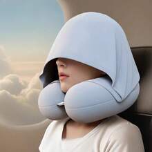 Cooling Ice Silk Hooded U-Shaped Pillow, Travel Neck Support For Plane & Car Naps|  Home - 淺蘭 - 查看 10