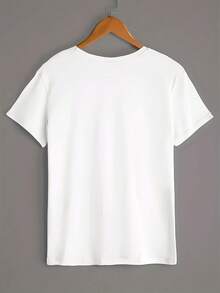 Women's Casual T-Shirt, Modern Print, Letters, Pretty, Base Layer, Everyday Wear - 黑色 - 查看 8