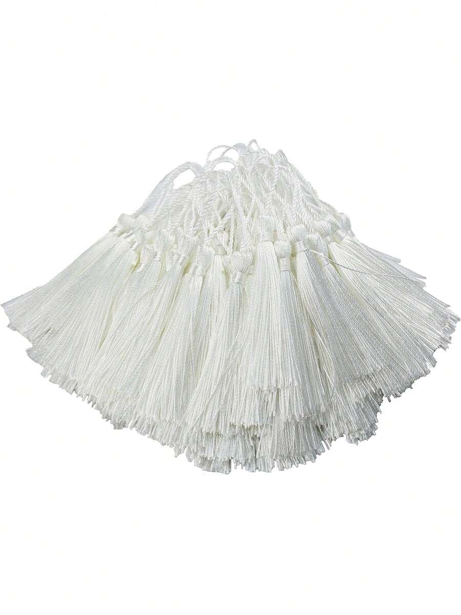 20/50/100pcs White Mini Tassels 13cm/5in Long With Loop, Suitable For Bookmarks, Jewelry Making, DIY Projects - 13cm White - View 1
