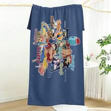 One Piece 稻草帽海賊團團體印花超柔軟海灘巾，適合泳池、夏季海灘與旅行 - A - 查看 3