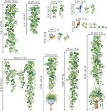 Pegatinas para ventanas con hojas de parra colgantes de primavera, adhesivos para ventanas sin pegamento, película para vidrio, hojas verdes, plantas, pájaros, pegatinas anticolisión para ventanas, puertas de vidrio y cocina. - Vite Appesa - Ver 2