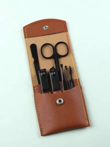 7pcs Stainless Steel Black Manicure Set, Suitable For Hand And Face Personal Care - Black - View 2