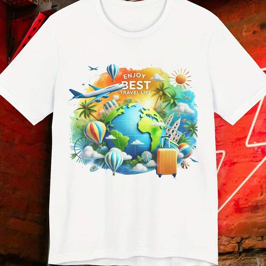 World Explorer T-Shirt, Travel Theme Tee, Nomad Uni Shirt, Explorer Gift, Outdoor Lover Tee, Journey Graphic Shirt, Adventure Shirt, Travel Tee - Shape - View 1
