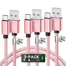 3pcs/Set USB-C Data Cable (10ft/6ft/3.3ft) USB To USB-C Charging Cord, Fast Charging Type-C Braided Cable Compatible With Galaxy S25 S24 S23 S22 S21 S20 A25 A54 A15 A14, Note, Flip, Pixel, Moto And More - Multicolor - View 39