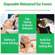 100pcs Disposable Waterproof Ear Covers, Non-Tightening, Non-Falling, Thickened Transparent Ear Caps For Adults And Children, Waterproof And Leak-Proof, For Hair Washing, Bathing, Hair Dyeing, Swimming And Multi-Scenario Protection - Transparent - View 4