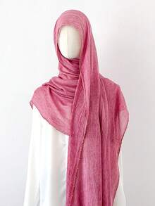 1pc Metal Chain Edge Short Tassel Scarf, Soft Lightweight Daily Shawl Scarf Headscarf, For Party, Travel, Office, Wedding Gift - Multicolor - View 9