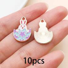 10/20Pcs Easter Enamel Charms Bulk, Colorful Bunny & Egg Pendants For Jewelry Making, DIY Bracelet Necklace Keychain Supplies - Multicolor - View 31