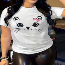 2026 camisetas para hombre. Camiseta casual de manga corta con estampado de cara de gatito adorable - Nuevo diseño de gato para primavera, cuello redondo de elasticidad media, lavable a máquina, corte regular, adecuada para comodidad en todas las estaciones, camiseta divertida para amantes de los gatos, ideal para atuendos casuales y para usar en capas. - Blanco - Ver 6