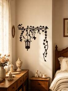 Rustic Metal Wall Decor - Vine And Lantern Design, Indoor/Outdoor Wall Decoration, Perfect For Home Gift, Outdoor Wall Decor, Nature-Inspired Design, Durable Metal Structure, Outdoor Wall Decor - A - View 4