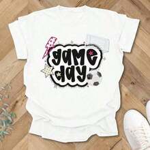 Trendy1 Retro Soccer T-Shirt, Match Day Soccer Jersey, Coquette Soccer Mom T-Shirt, Soccer Mom T-Shirt, 180g 100% Cotton, Printed Designs. Unisex. Everyday Wear - 白色 - 查看 3