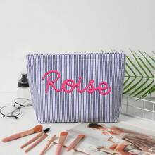 Túi mỹ phẩm vải voan bong bóng tùy chỉnh, túi du lịch, túi đựng đồ vệ sinh cá nhân tên chenille cá nhân hóa, túi đi biển mùa hè, túi đựng đồ trang điểm quà tặng cho bạn gái - Nhiều màu - Xem 52