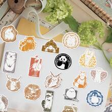 50 piezas de pegatinas decorativas con patrones de animales, perro, conejo, pájaro, serpiente, zorro, pingüino, de vinilo, adecuadas para agenda, computadora, álbum de recortes, equipaje, botella de agua, teléfono, regalo - Multicolor - Ver 3