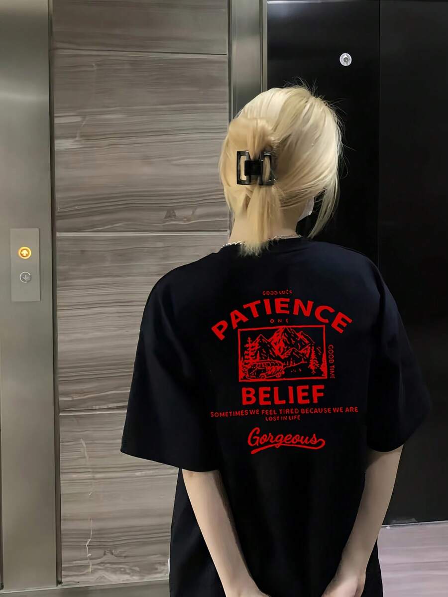 Women's Y2K Vintage Graphic T-Shirt - Loose Fit, Casual Non-Stretch T-Shirt For Everyday Wear In Spring/Summer/Autumn - Stylish Women's Clothing Collection - 黑色 - 查看 1