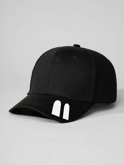 1pc Graffiti Print Baseball Cap, Black Hat, Wide Brim Student Snapback