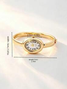 New Vintage Luxury Roman Numeral Women's Watch, Elegant High-End Fashion Quartz Wristwatch - Gold - View 4