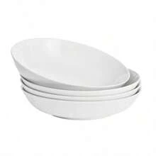 TOKENWishDeco カレー皿 4個セット パスタボウル 大きめ 1100 ml 食器 サラダボウル ホワイト 直径23 cm 電子レンジ・食洗機対応GT - ホワイト - チェックする 2