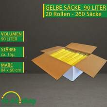 20 Rollen Gelbe Säcke 90L – Rollen à 13 Säcke | Gelber Sack für Gelbe Tonne | Recycling Müllsäcke 90l | 15µ | Abfallsäcke – Trash Bag – Yellow Waste Bags - 20 Rollen = 260 Säcke - Übersicht 1