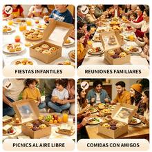 50 Piezas Cajas Para 4 Muffins Con Ventana Transparente Diseño Desmontable Con Ranuras Incluye Pegatinas De Regalo Resistentes Y Fáciles De Armar Ideal Para Repostería Eventos Y Regalos De Cumpleaños - Caqui - Ver 5