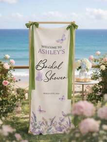 Personalized Bridal Shower Welcome Banner - Custom Name/Text/Number Suitable For Wedding Decor, With Photo/Uploaded Horizontal Skin-Tone Fabric Sign (Suitable For Venue, Bridal Events) - Multicolor - View 7
