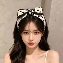 2pcs/1pc Polka Dot Polyester Bowknot Decor Fashion Headband, Suitable For Daily Wear Hairband - Multicolor - View 3