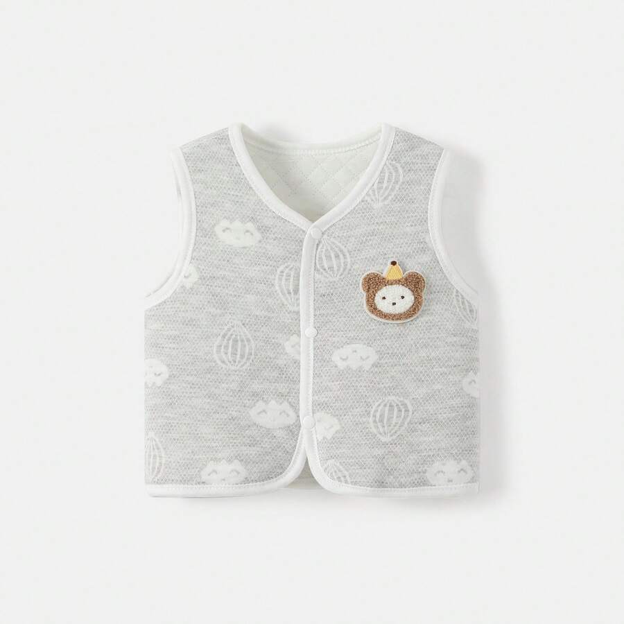 Warm Pure Cotton Vest For Babies And Toddlers, Ideal For Spring And Autumn, Baby Top For Autumn And Winter, Vest, Gilet And Sleeveless Jacket. - 灰色 - 查看 1