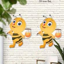 Decoración de pared de madera con abeja de dibujos animados, decoración de pared con tema de abeja linda para habitación infantil / balcón de jardín - A - View 2