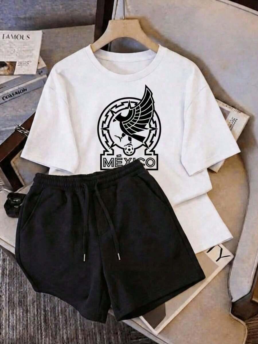 Local Store, A Women's Short-Sleeve Tee With A Retro American Style, Relaxed Fit, And Printed Design (Pants Are For Styling Suggestions Only). This Simple Yet Stylish Piece Features A Tropical-Themed Printed Letter Pattern, Making It A Must-Have For Creating A Laid-Back Holiday Look, Perfect For Occasions Like Labor Day And Mexican Independence Day. - 白色 - 查看 1