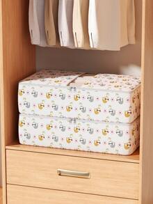 1PC Fashion Sloth Print Under Bed Storage Bag, Collapsible Lightweight Fabric Organizer With Zipper Lid & Side Handles, Dust Proof & Moisture-Proof, Multi-Purpose For Home, Dorm, Moving To Store Clothes, Bedding, Toys, Books And Daily Organization - White - View 9