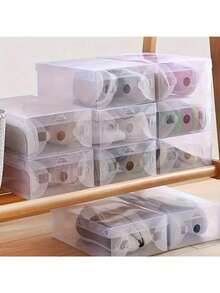 10pcs Foldable Transparent Plastic Shoe Boxes - Waterproof Dustproof Stackable Plastic Storage Boxes Suitable For Shoes, Sneakers, High Heels, Clothes And Other Items - Foldable Durable Containers Suitable For Wardrobe Apartment Small Space Dormitory Bedroom - View 4
